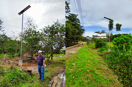 119 conjuntos de luzes de rua solares LED 120W instaladas nas aldeias rurais das Filipinas