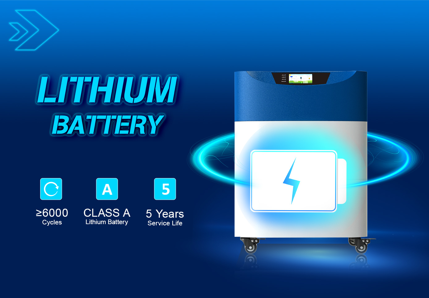 Bateria de lítio nova marca embutida de 6000 ciclos e tem uma vida útil de 5 anos.