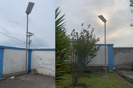 Projeto de iluminação de rua solar Equador fábrica