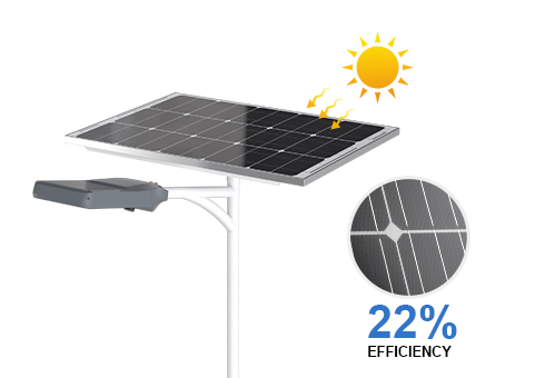 Painéis solares monocristalinos com taxa de conversão de alta eficiência de 18%-20%, que também podem ser carregados em ambientes com pouca luz, carregamento inteligente durante o dia e luzes inteligentes à noite.