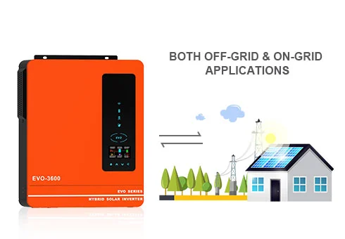 Compatível para aplicações fora da rede e na rede, capaz de alimentar o excedente de energia solar na rede.