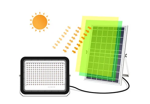 Painel solar de alta eficiência com alta taxa de conversão, garante brilho da fonte de luz e tempo de irradiação.