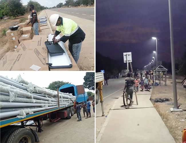 Luz de rua led solar integrada